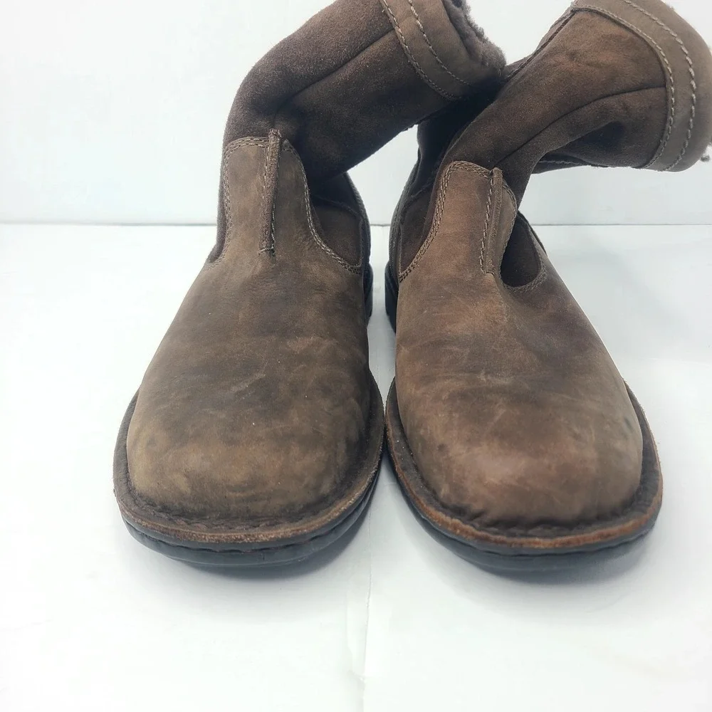 UGG Hartsville Leather Shearling Boots Mens 7 Brown Suede Winter Outdoors Warm